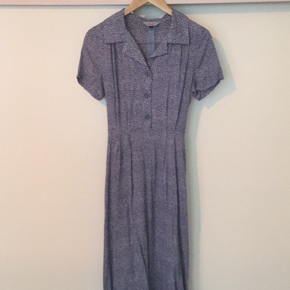 Vintage Banned Retro Floral Blue Shirt Dress